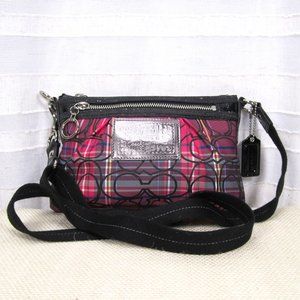 Vintage Coach Poppy Signature Swingpack Pink Tartan/Black Glitter - NWOT